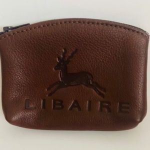 VINTAGE Brown GENUINE Leather LIBAIRE COIN PURSE Zipper Closure